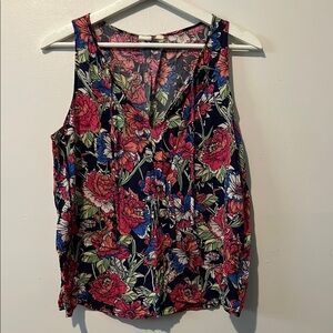 GAP Red and Pink Floral Tank Top Sleeveless